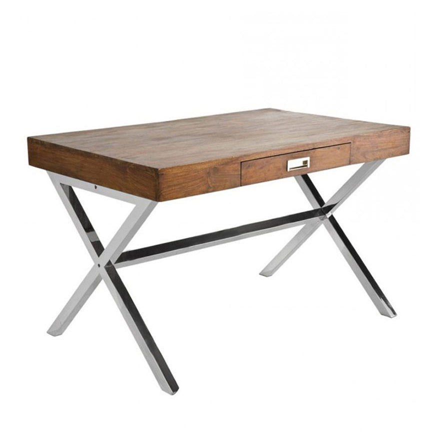 Stuart Solid Wood Study Table With Crome Plated Steel Base Frame