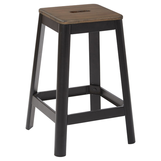 Rakharo Stool With Metal Painted Base & Wood Seat Top