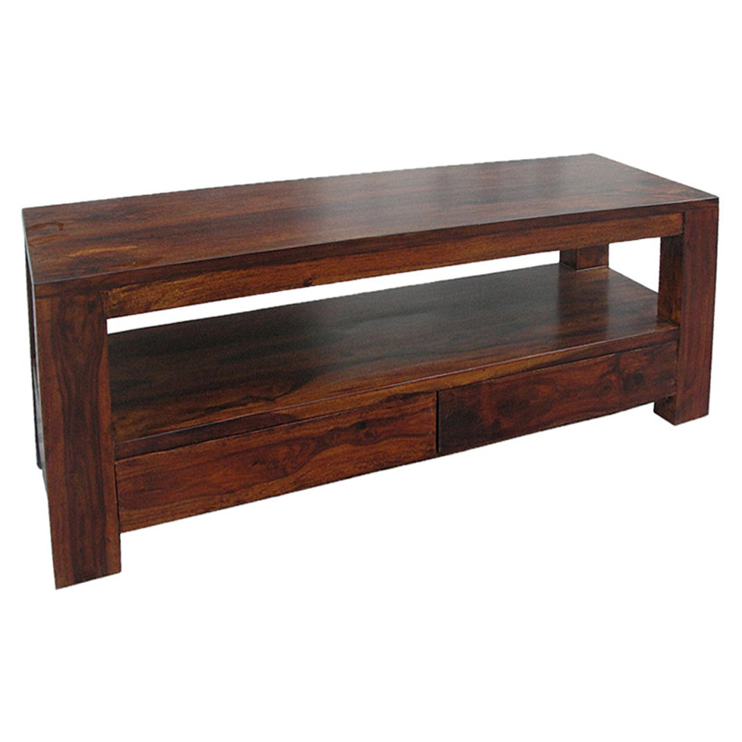 Katy - Solid Wood TV Cabinet - Light Walnut Finish