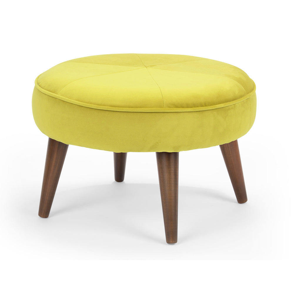 Twist - Fabric Upholstered Ottoman Pouffe Stool - Yellow