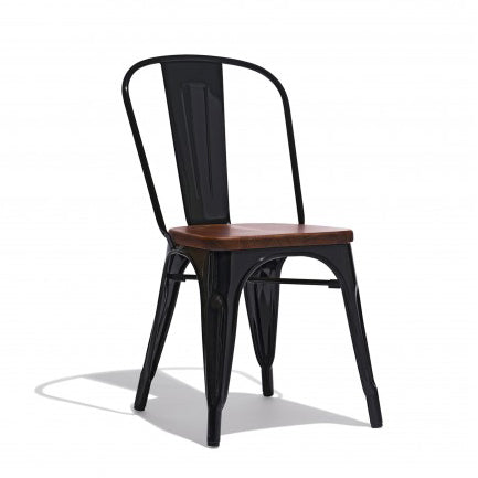 Lancel Metal Chair With Wooden Seat Top