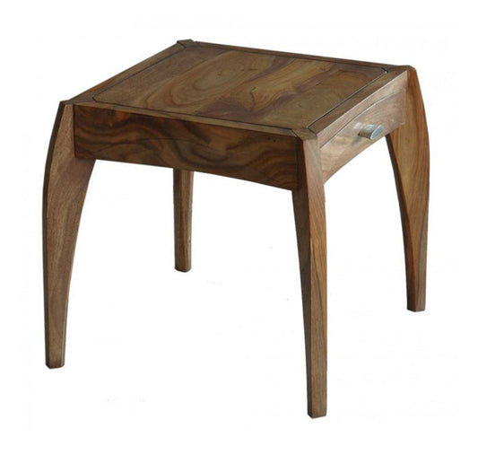 Carey Sheesham Wood Bed Side Table - Natural Finish