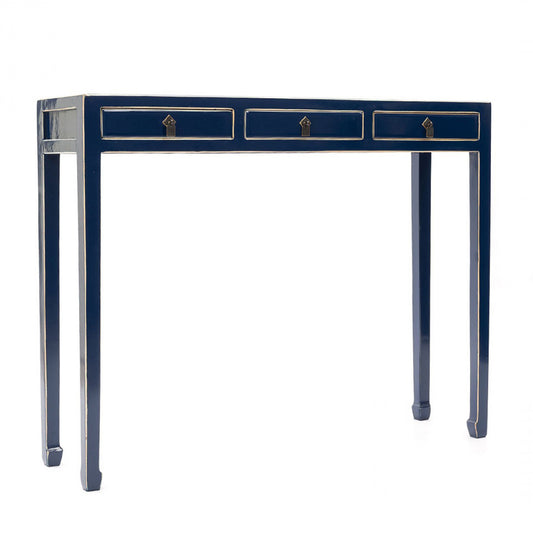 Sabrina - Solid Wood Console Table With Drawers - Blue