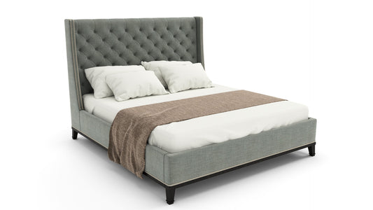 Cleo Fabric Upholstered Queen Bed - Light Grey