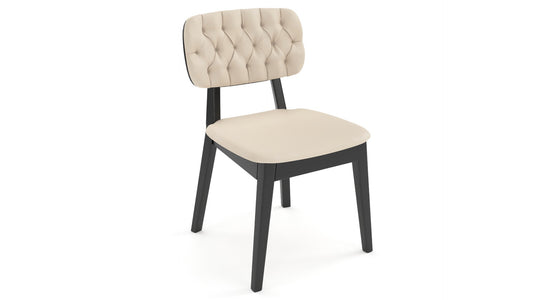 Lugo Solid Wood Chair Black Polish Base & Beige Upholstery Fabric