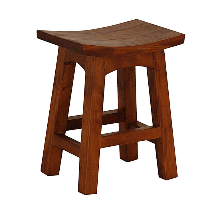 Chucky Solid Wood Stool In Teak Finish