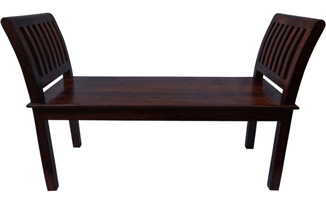 Caroline Solid Wood Bench In Walnut Polish