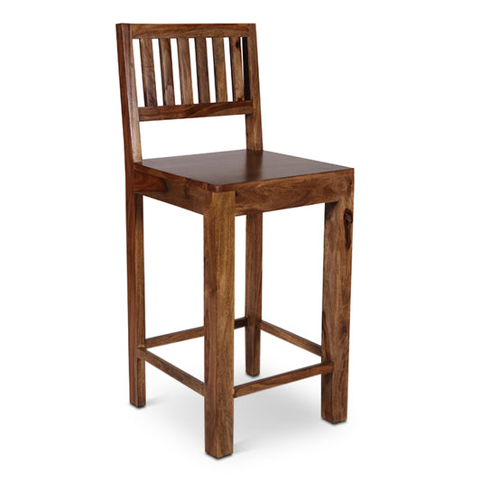 Olivia - Sheesham Wood Bar Stool - Light Teak Finish