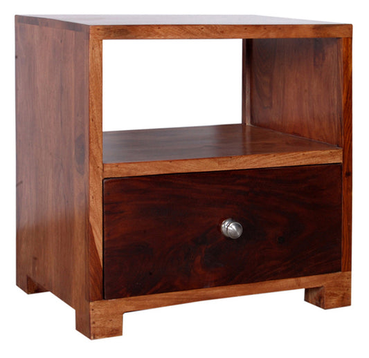 Stefani Sheesham Wood Bed Side Table - Light Teak Finish