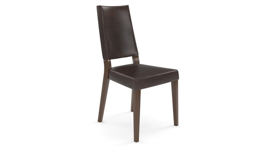 Silla Solid Wood Dining Chair With Brown Leatherette Upholstery