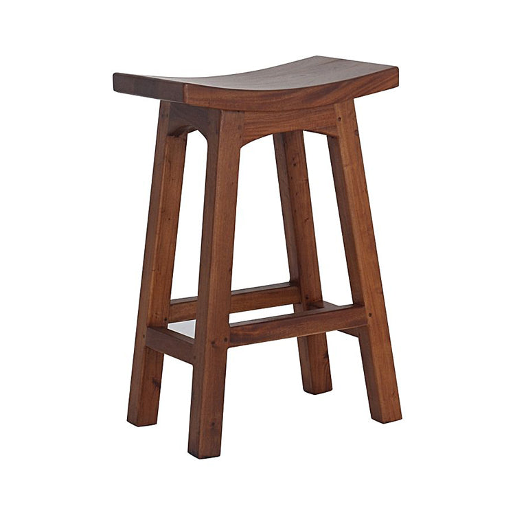 Chucky Solid Wood Stool - Teak Finish