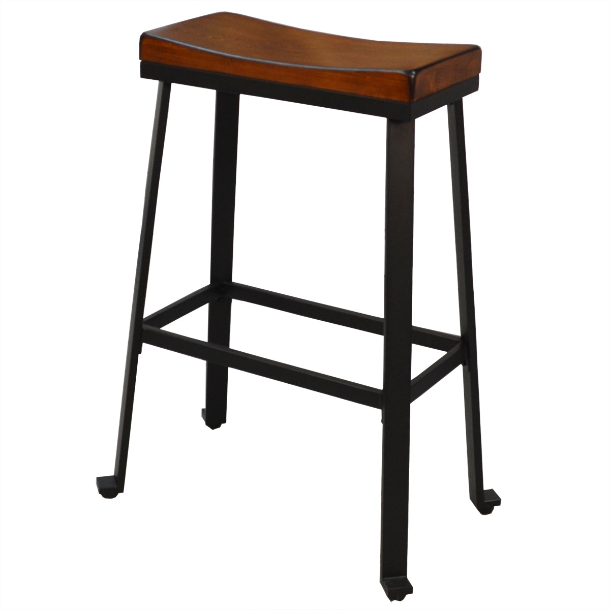 Tycho Metal Base & Wooden Seat Top Stool