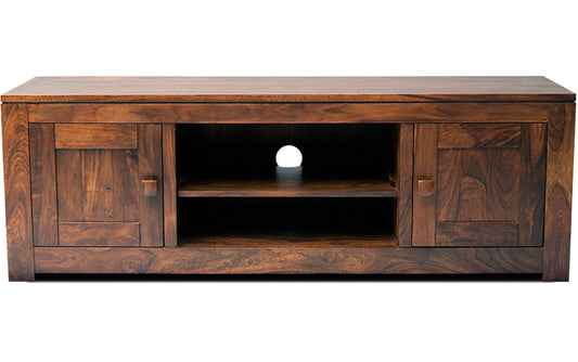 Oslos - Solid Wood TV Unit With Storage - Walnut