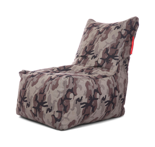 White & Grey Print XXLChair Bean Bag Camouflage Printed Cover Without Bean Fillers