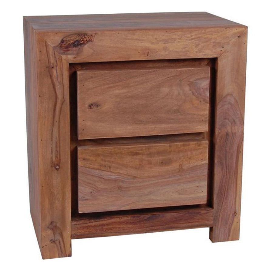 Mariah Bed Side Table With Two Drawers In Natural Polish