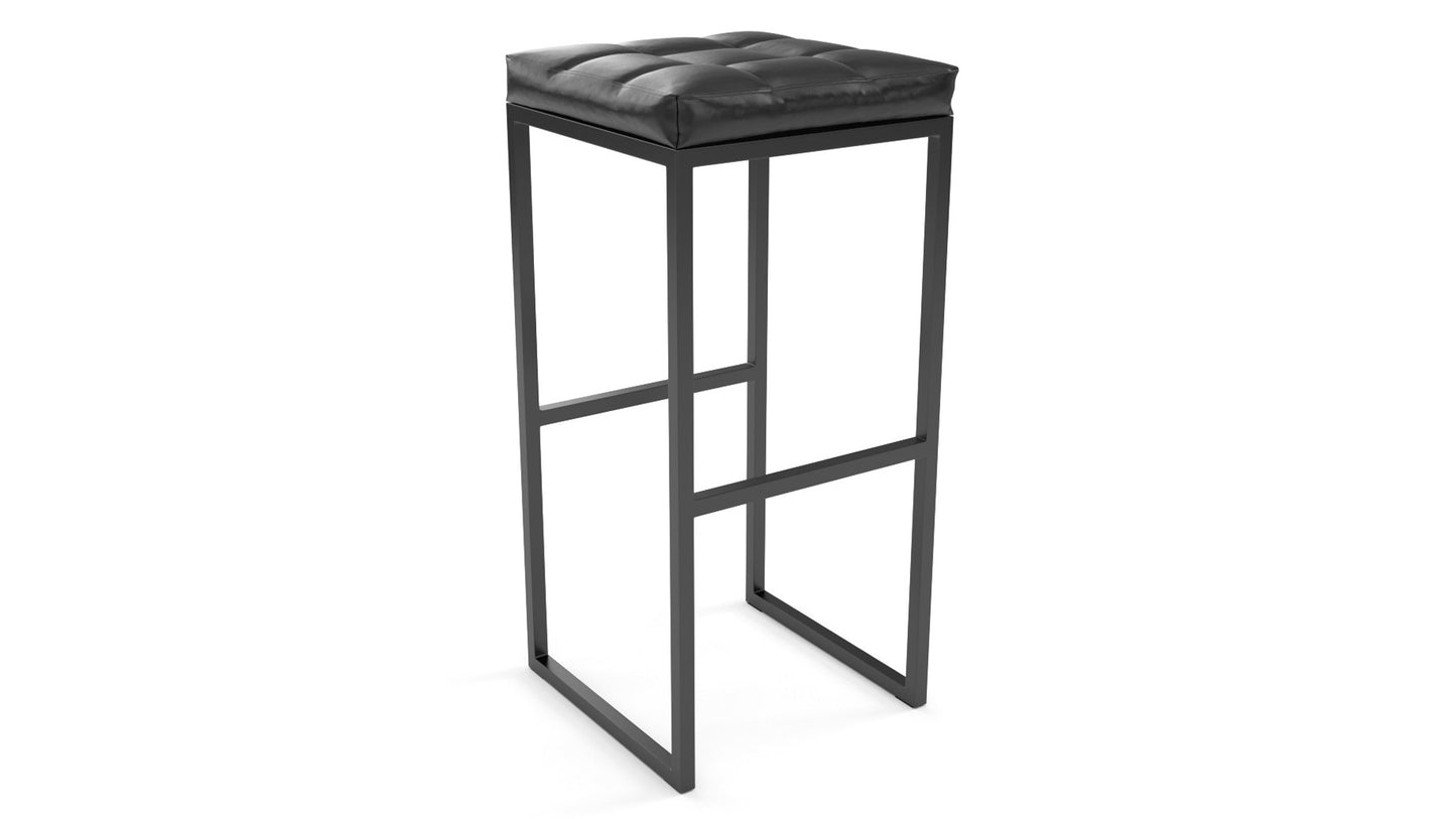 Arch - Metal Bar Stool With Leatherette Upholstered Seat Cushion - Black