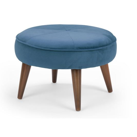 Jiya - Fabric Upholstered Ottoman Pouffe Stool - Light Blue