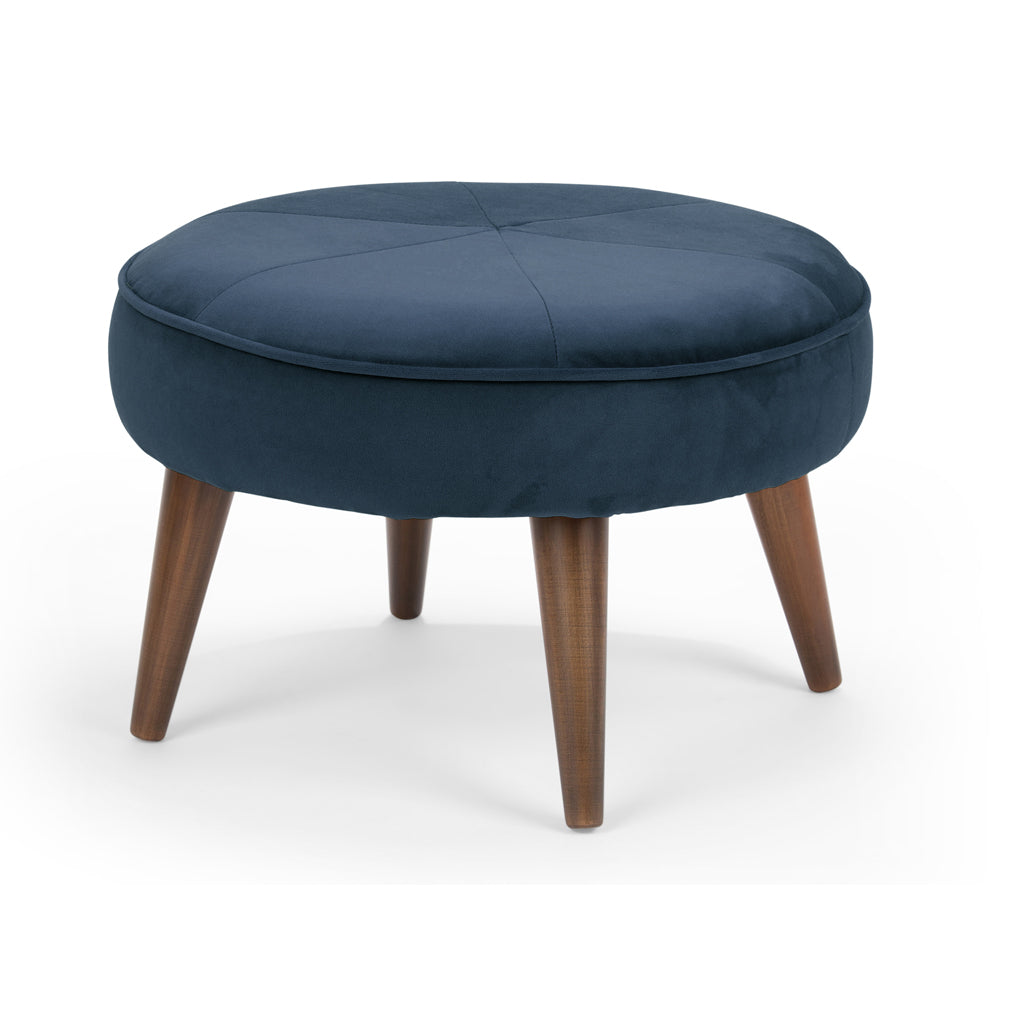 Fabric Upholstered Ottoman Pouffe Stool - Navy Blue