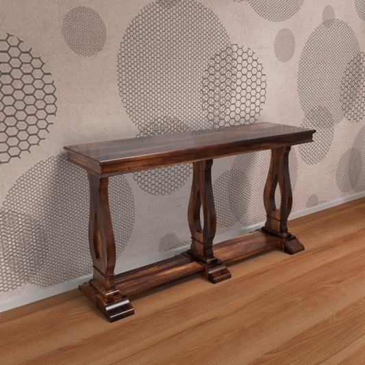 Classic Solid Wood Console Table - Teak Polish