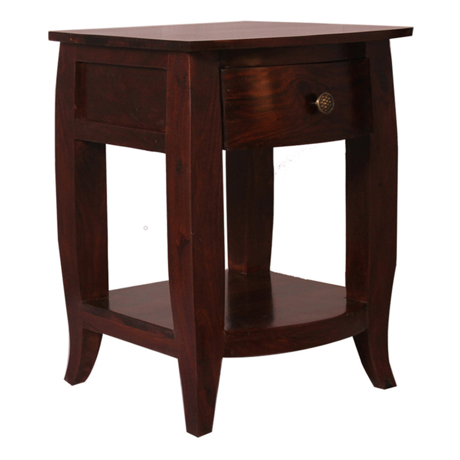 Mosac Solid Wood Bed Side Table - Walnut