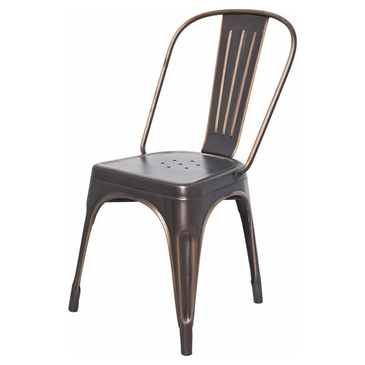 Stylo Powder Coated Metal Chair - Antique Brass Finish