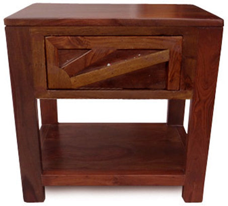 Sun Solidwood Bedside Table In Teak Finish