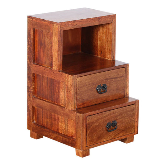 Mollie Solid Wood Bed Side Table With Two Drawers