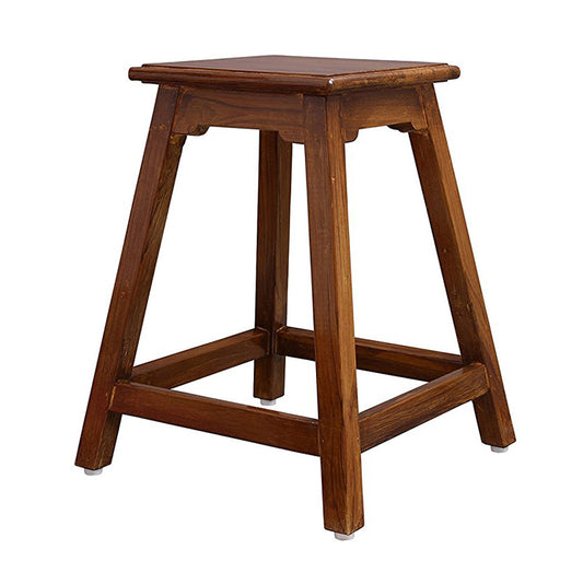 Sam Solid Wood Stool In Teak Polish Finish