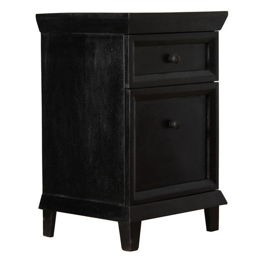 Simpson Solid Wood Bed Side Table With Drawer & Storage - Black