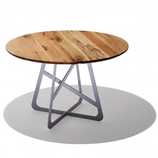 Anguy - Table With Metal Base & Solid Wood Top