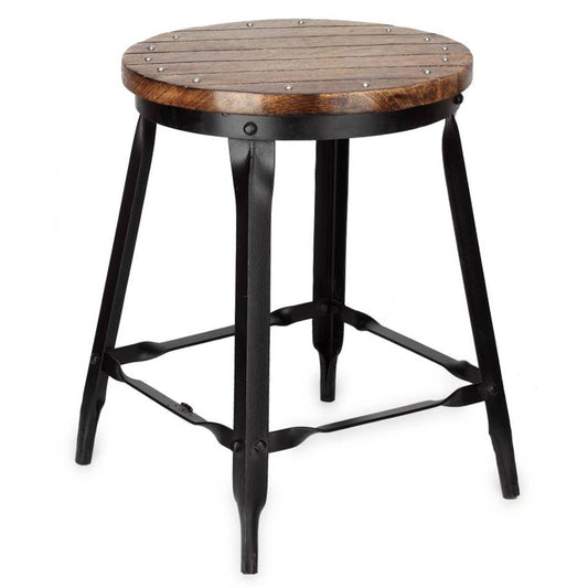 Sonia In Black Metal Base Wood Top Stool