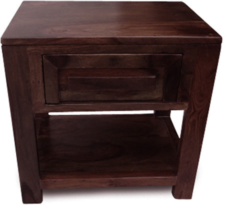 Siesta Solid Wood Bed Side Table In Walnut Finish