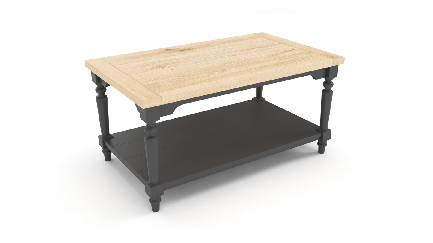 Kava - Solid Wood Coffee Table - Dark Base & Natural Table Top Finish