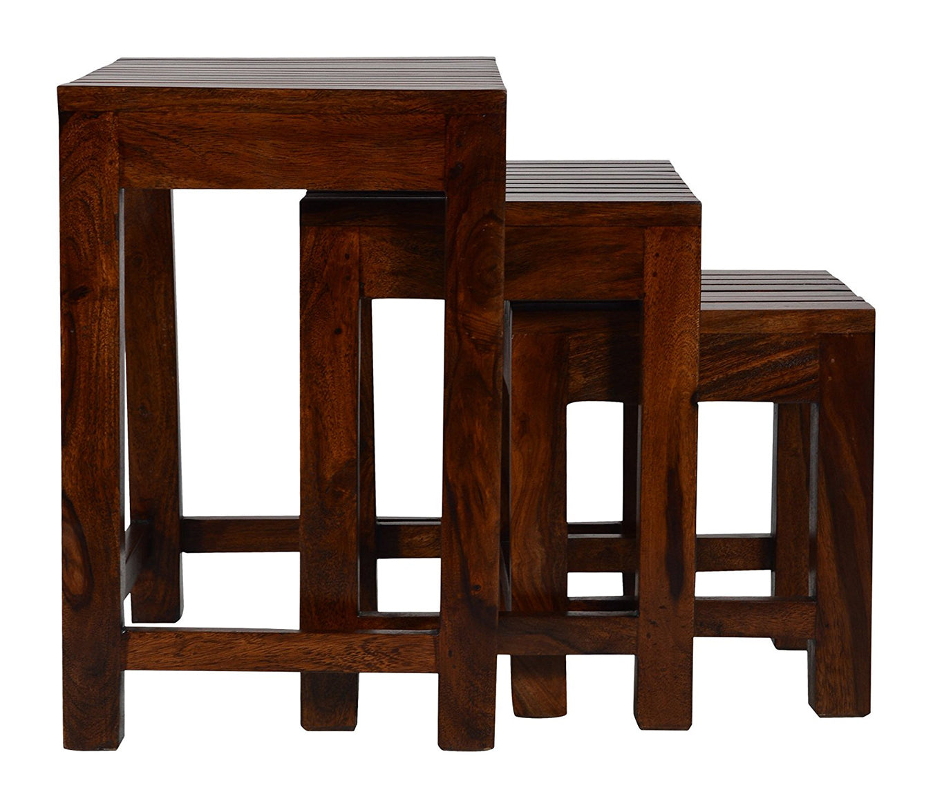 Isamu - Solid Wood Nest Of Tables - Dark Teak