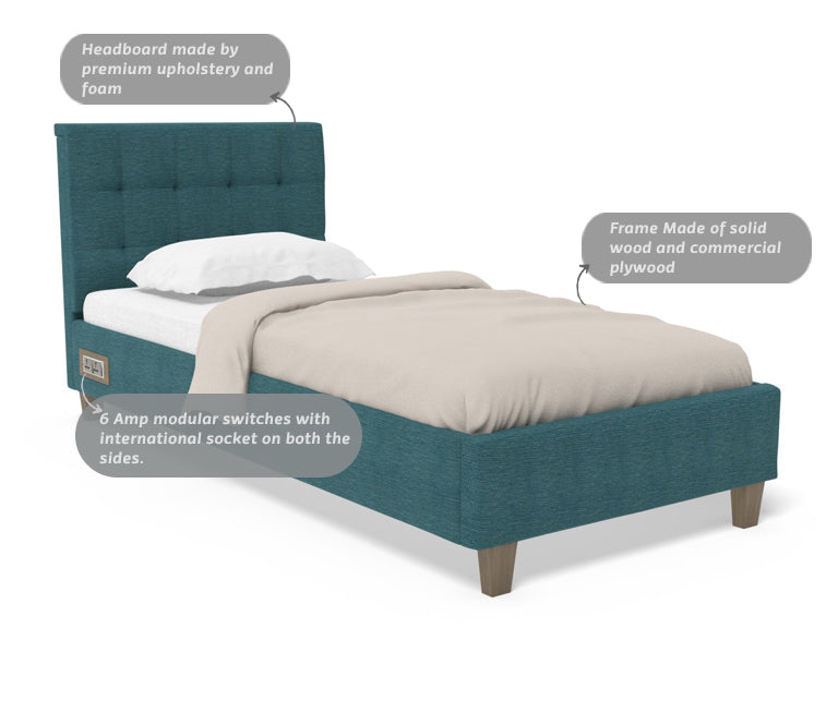 Aqua Blue Recharge Single Bed with 1000 Day Warranty