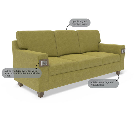 3 Seater Recharge Sofa with 1000 Days Warranty - Green