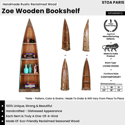 Zoe Handmade Rustic Reclaimed Wood Book Shelf - Natural