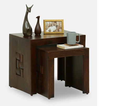 Kayo - Set Of Two Nesting Tables In Sheesham Wood - Light Walnut