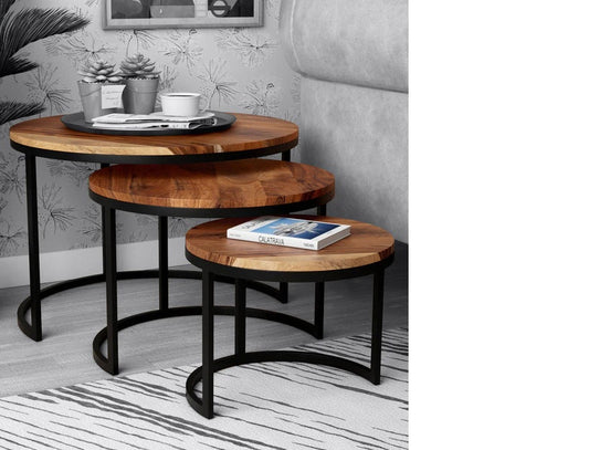 Palet - Solid Wood Multiutility Set Of Three Nesting Tables