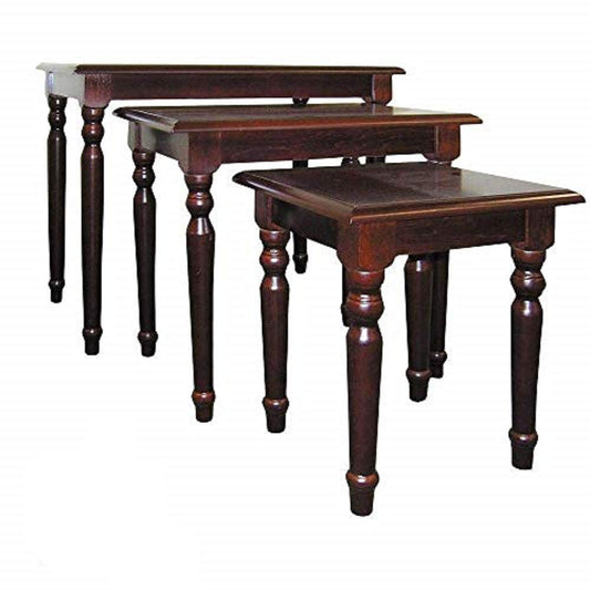 Apron - Solid Wood Multiutility Set Of Three Nesting Tables In Teak Finish