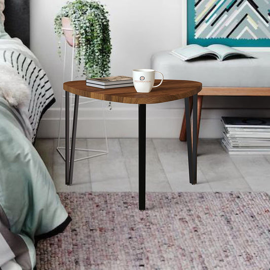 Kagami - Set Of Two Nesting Tables With Metal Black Base & Wooden Top