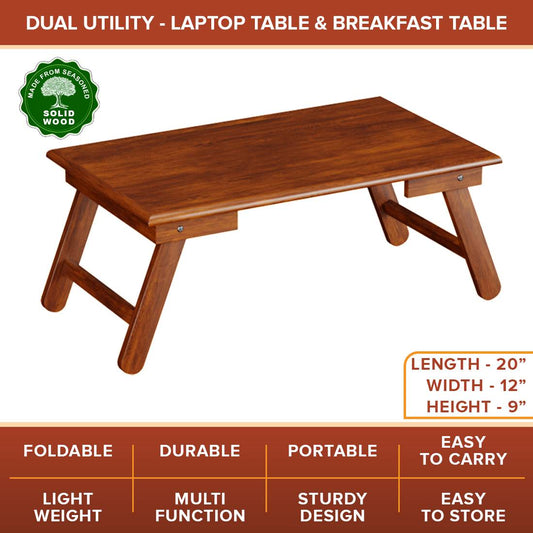 Multipurpose Foldable Solid Wood Laptop & Breakfast Table