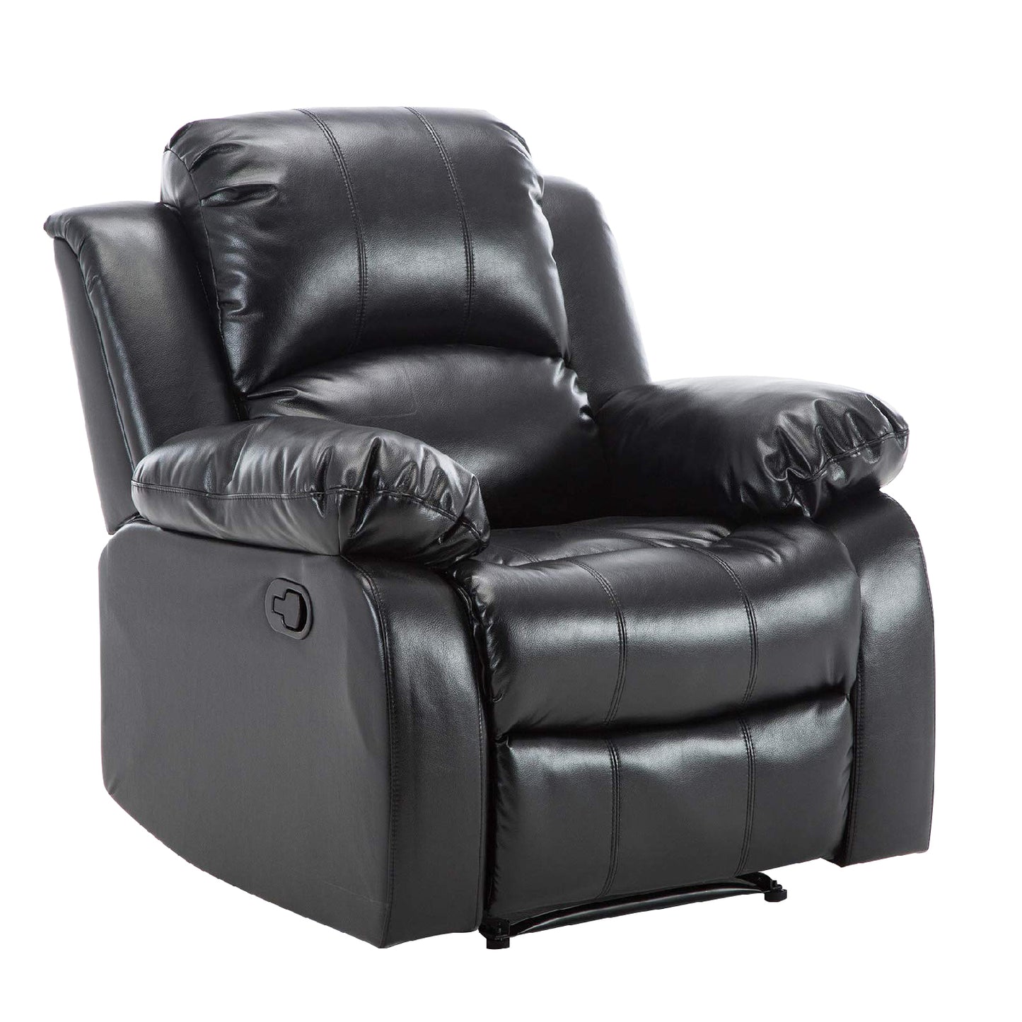 Berry Manual Push Back Leatherette Recliner - Black