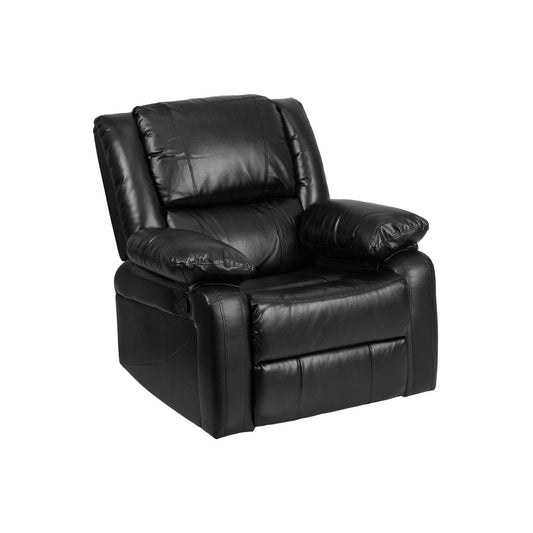 Bingo Manual Push Back Leatherette Recliner - Black