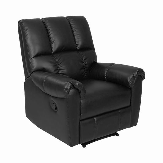 Canvas - Manual Push Back Leatherette Recliner - Black