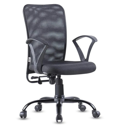 Zeel - Medium Back Ergonomic Chair for Work from Home & Office - Black