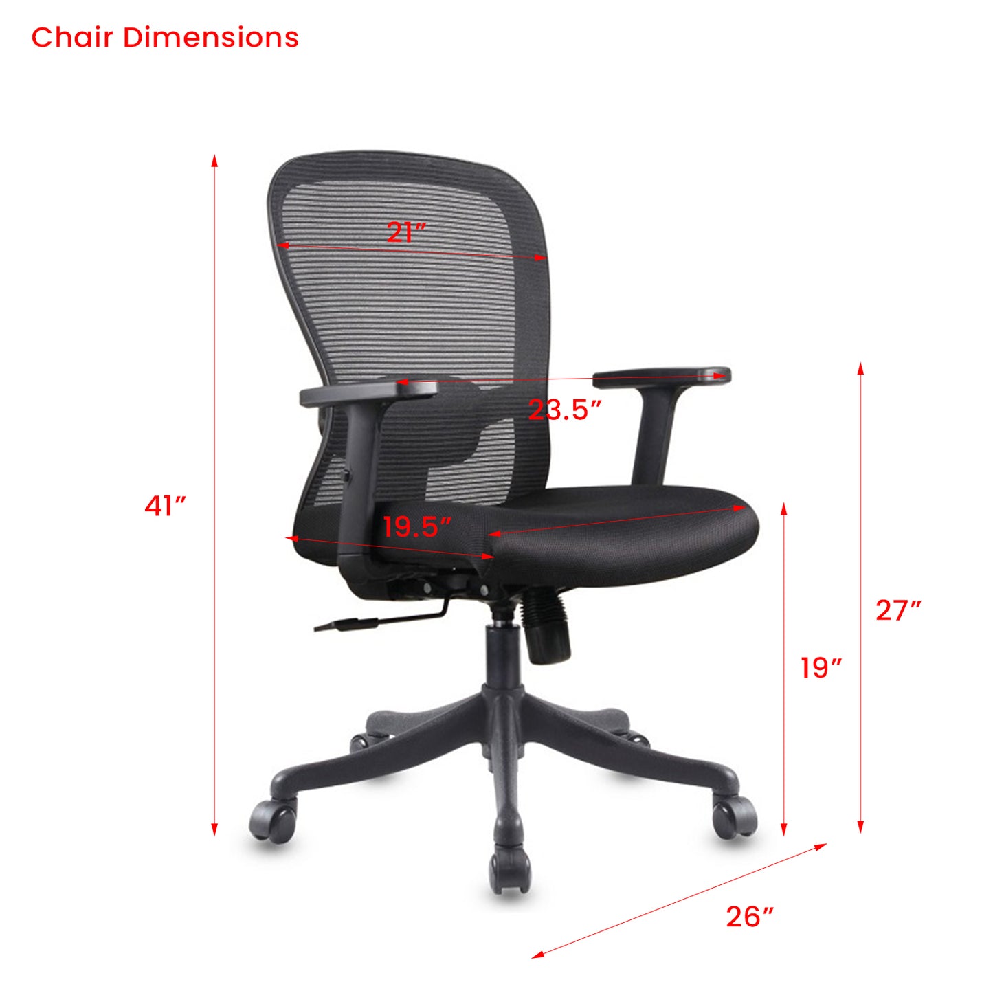 Barcelona - Medium Back Ergonomic Chair for Work from Home & Office - Black