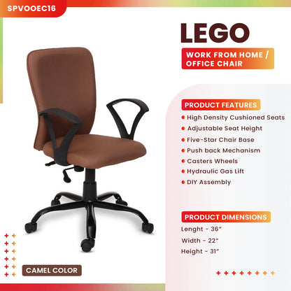 Lego - Ergonomic Chair for Work from Home & Office - Camel