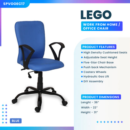 Lego - Ergonomic Chair for Work from Home & Office - Blue