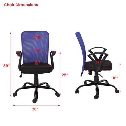 Zeel - Medium Back Ergonomic Chair for Work from Home & Office - Blue & Black